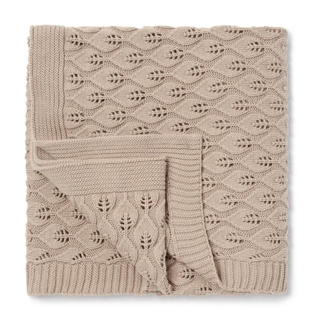 Taupe Leaf Knit Blanket